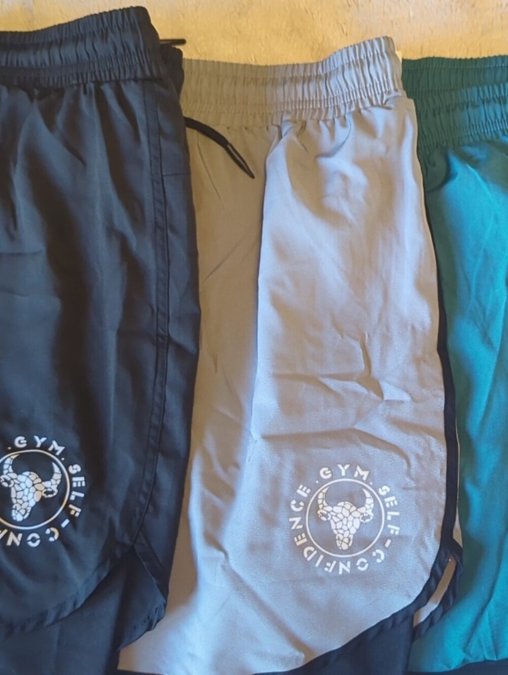 3 Pair Men's Athletic Shorts - Black, Gray, Teal